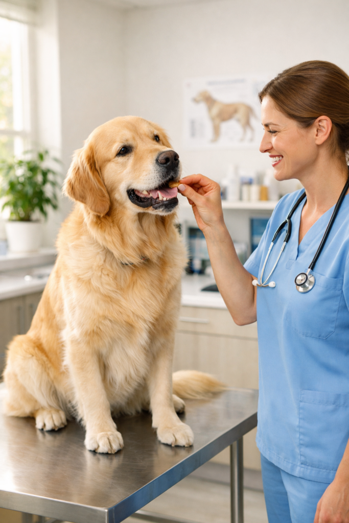 spokojeny pes u veterinare
jak naucit psa